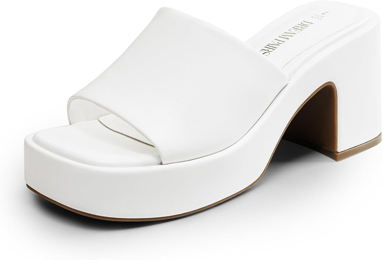 DREAM PAIRS High Chunky Platform Heels for Women Fashion Comfort Slip on Square Open Toe Block He... | Amazon (US)