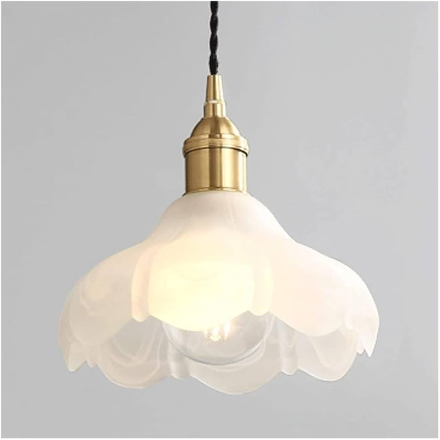 Elegant Petal Shape Glass Pendant Light - 8.66in Chandelier with E27 Edison Light Bulb - Perfect ... | Amazon (US)