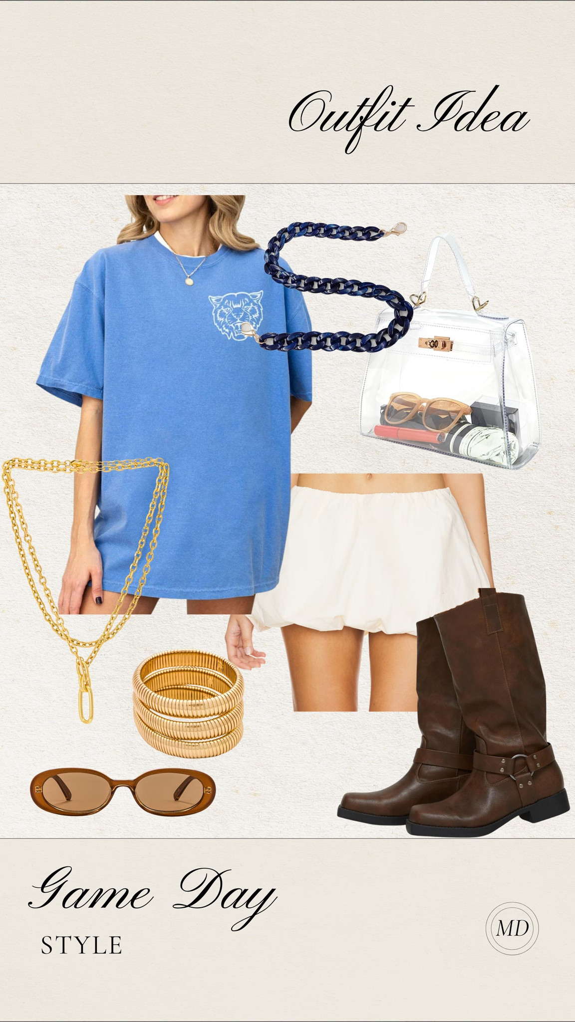 Game day outfit inspo! How cute is this graphic shirt - love the bubble skirt trend!! 

Game day outfit, fall style, graphic tee, bubble skirt, gold accessories, clear bag

#LTKSeasonal #LTKFindsUnder50 #LTKFindsUnder100