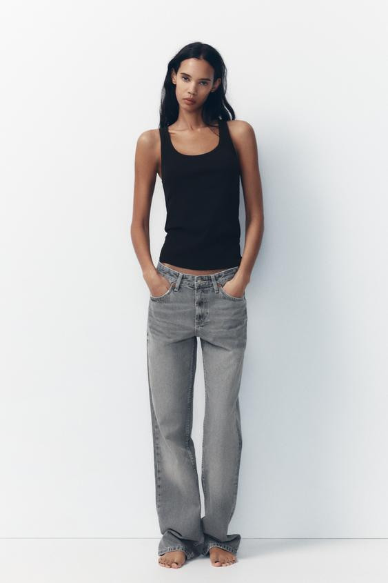 TRF WIDE-LEG MID-WAIST JEANS | Zara UK