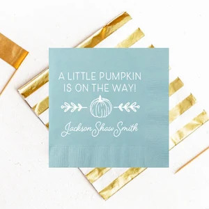 Little pumpkin baby shower, Fall baby shower, Pumpkin baby shower, Baby shower napkins, Personali... | Etsy (US)