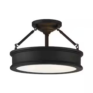 Home Decorators Collection Grafton 15 in. 3-Light Coal Semi-Flush Mount Ceiling Light-25955 - The... | The Home Depot