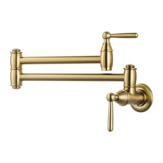 Wall Mounted Pot Filler Faucet with Double-Handle in Gold AR7104900G - The Home Depot | The Home Depot