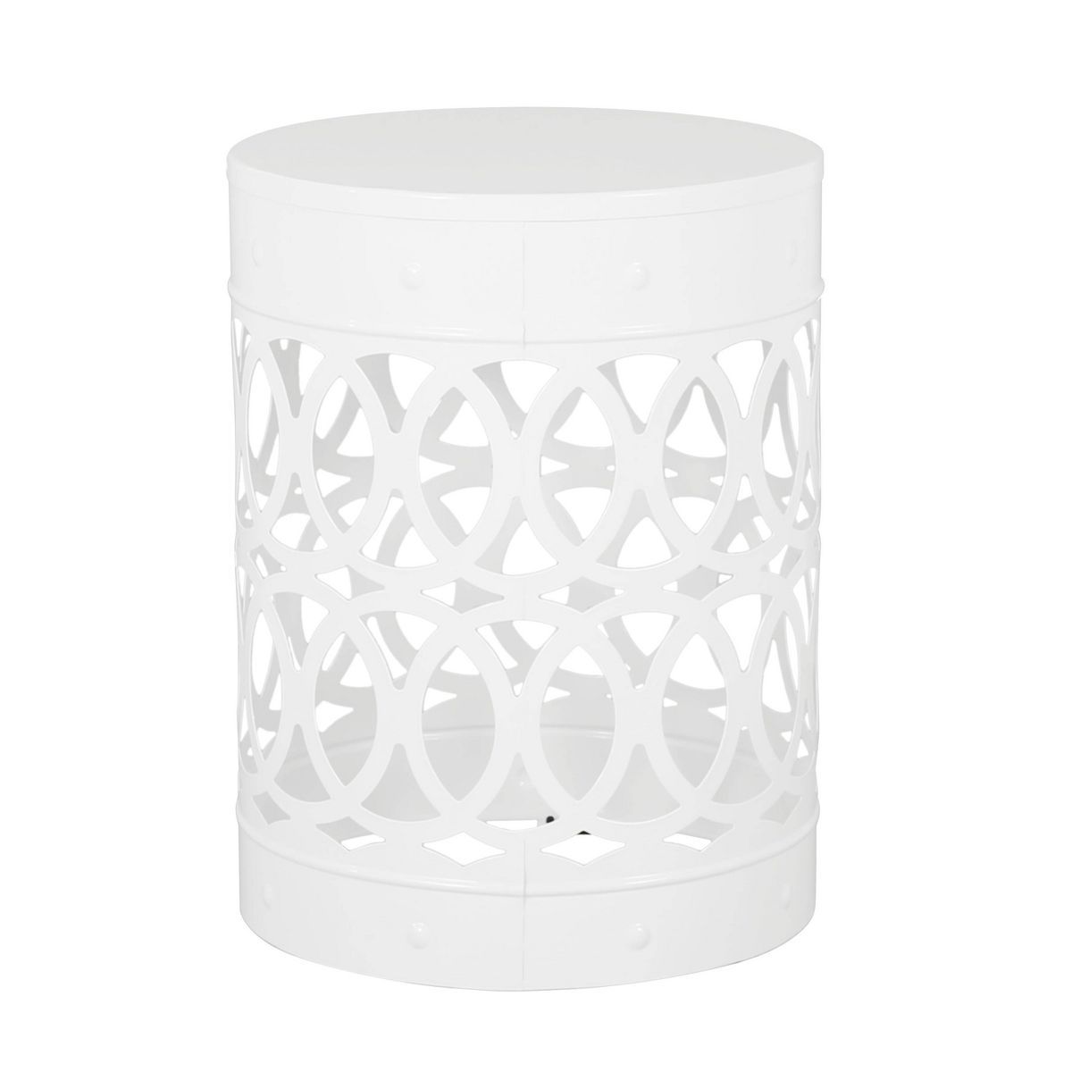 Mellie Outdoor Round Iron Side Table White - Christopher Knight Home | Target