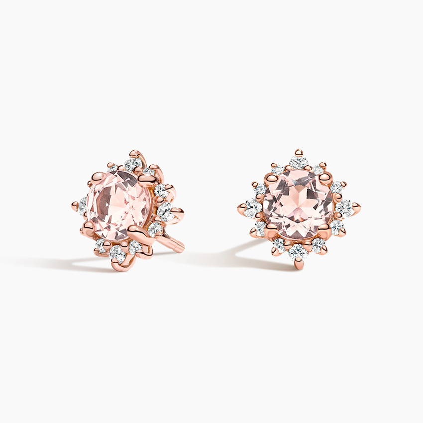 Cressida Morganite and Diamond Earrings in 14K Rose Gold | Brilliant Earth