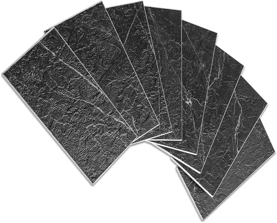 AULIGET 100 Piece Faux Stone Backsplash Peel and Stick PVC Tile, 3 Inch x 6 Inch Black Marble wit... | Amazon (US)