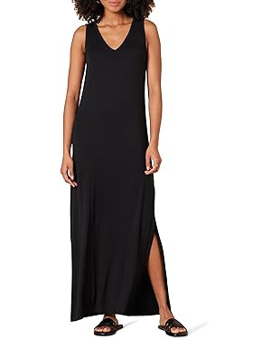 Amazon Essentials Women's Side-Slit Jersey V-Neck Maxi Length Dress | Amazon (US)
