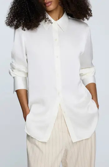 Relaxed Fit Stretch Satin Button-Up Shirt | Nordstrom