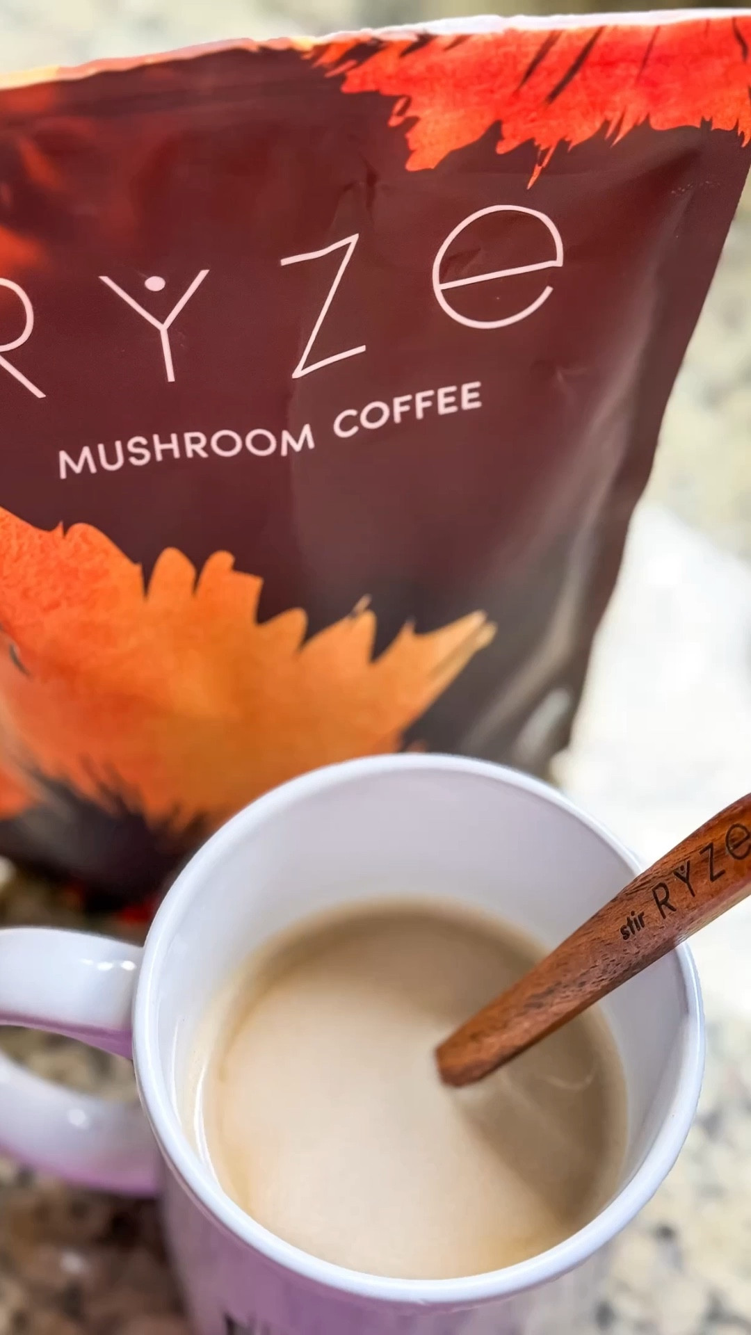 Jitter Free + Energy with Ryze Mushroom Coffee and Well Rested Nights with their bedtime cocoa. Simple add water or milk and your favorite creamer and you’ve got a good thing going.