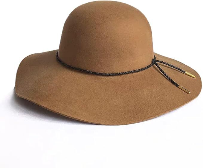 ASSQI Women's 100% Wool Foldable Wide Brim Retro Fedora Floppy Felt Bowler Hat | Amazon (US)