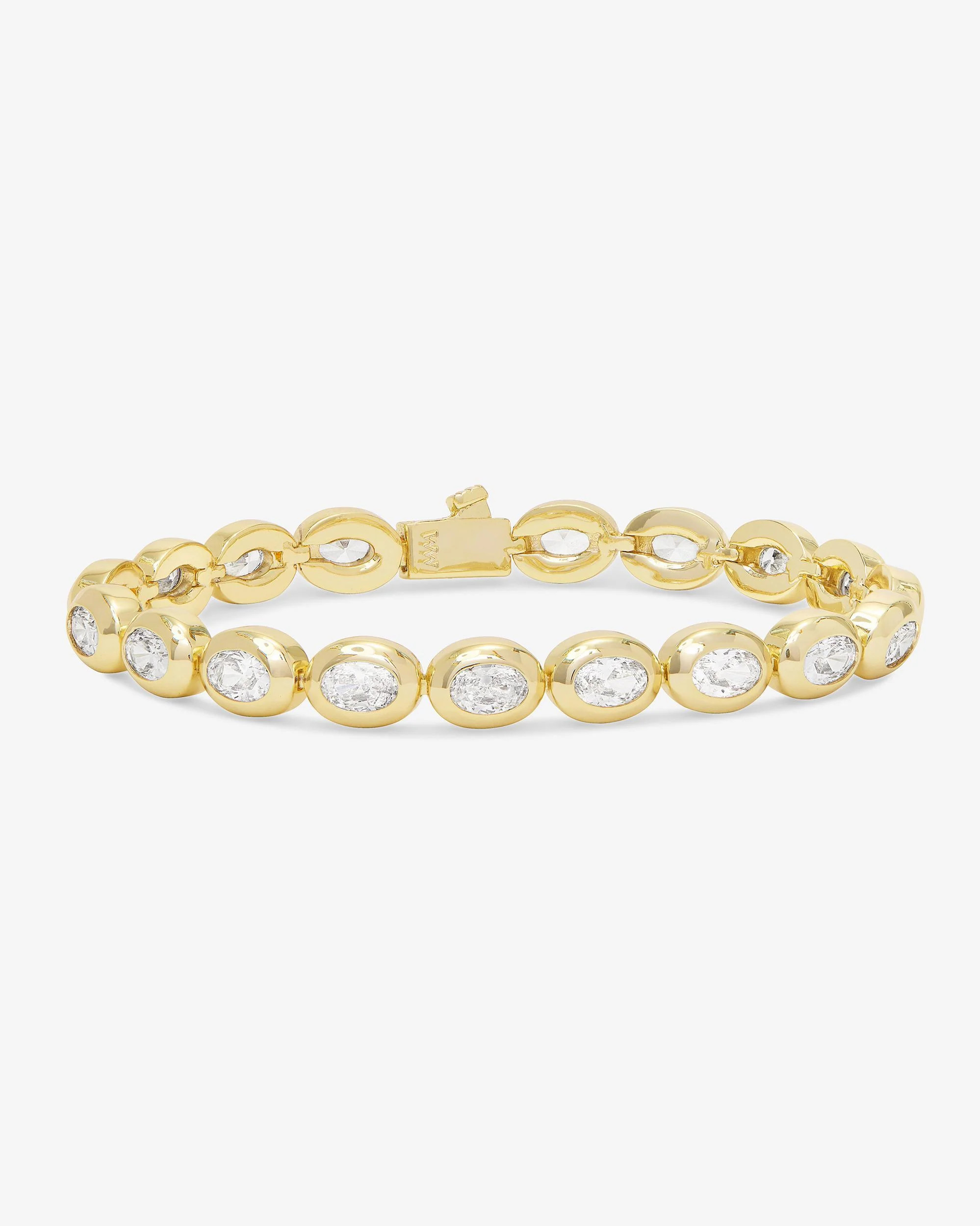 She's a Boss Tennis Bracelet - Gold|White Diamondettes | Melinda Maria Jewelry