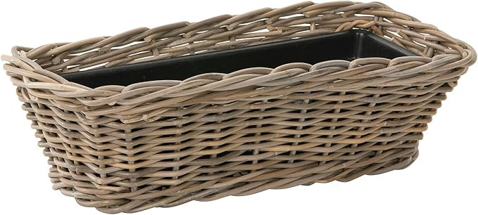 Kouboo Rectangular Rattan Planter Basket - 2.5 Gallon Capacity Plastic Pot Liner with Drain Holes... | Amazon (US)