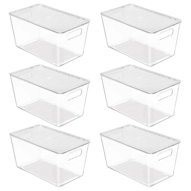 Vtopmart 6 Pack Clear Plastic Storage Bins with Lids, Pantry Organizer, for Cabinet, Kitchen, Med... | Walmart (US)