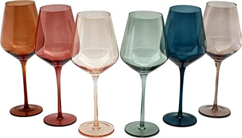 Saludi Colored Wine Glasses, 16.5oz (Set of 6) Stemmed Multi-Color Glass - Great for All Wine Typ... | Amazon (US)