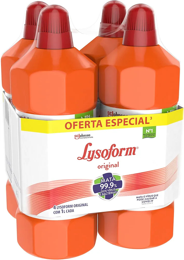 Lysoform - Kit Desinfetante Líquido Bruto Original 1L, 1 Pacote com 4 unidades | Amazon (BR)