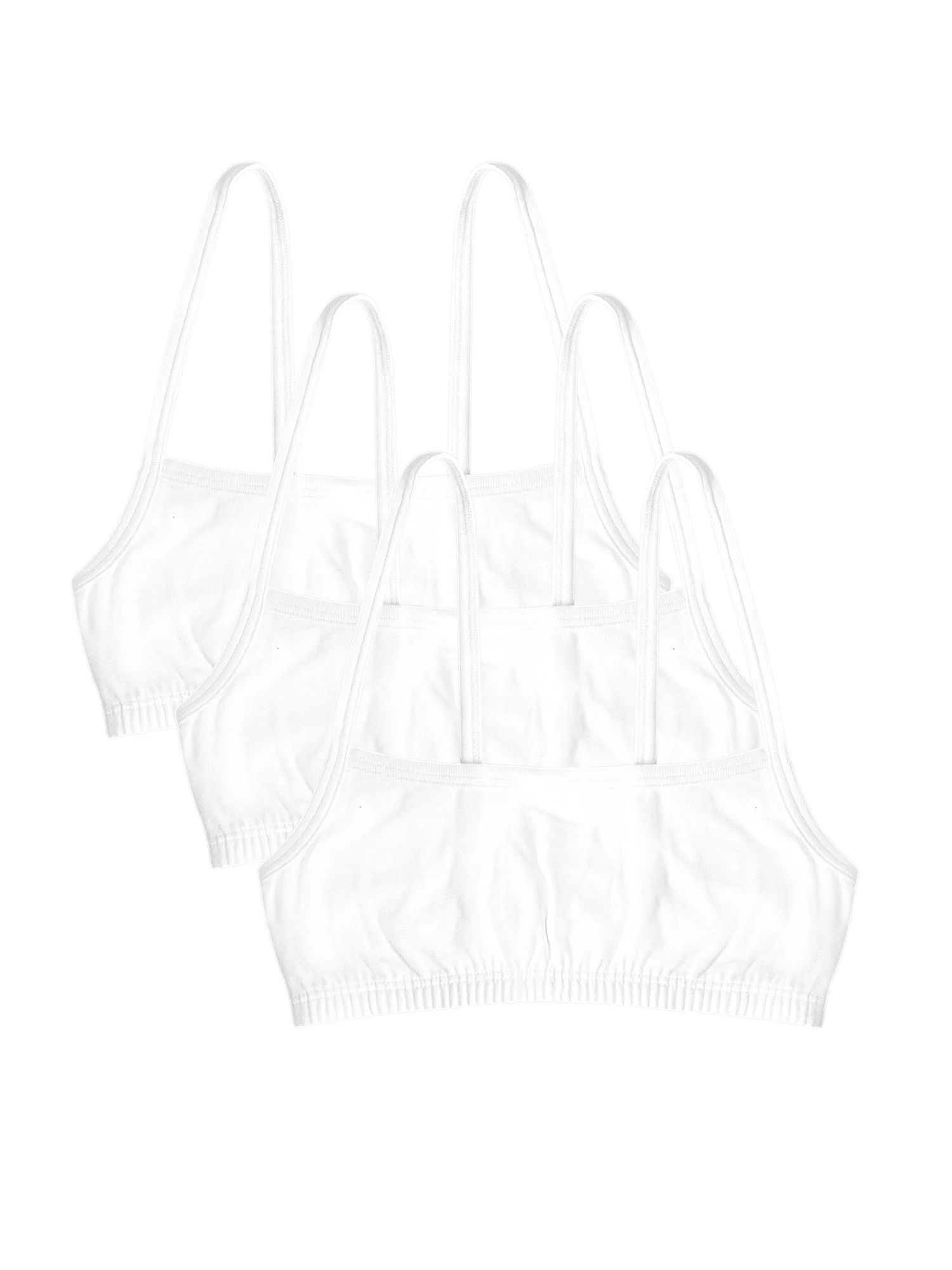 Fruit of the Loom Girls Pull Over Spaghetti Strap Sports Bra 3-Pack, Sizes 28-38 - Walmart.com | Walmart (US)