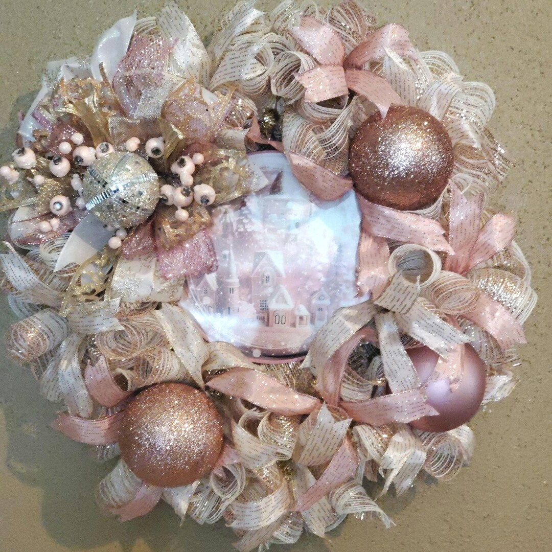 Rose Gold Wreath Door Front Wreath Rose Gold Wreath, Door, Front Door, Wreath, Pink and Gold, Pin... | Etsy (US)