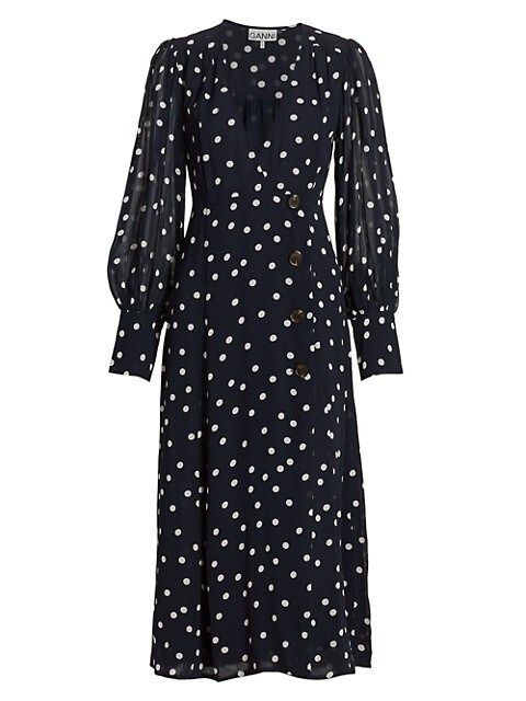 Polka Dot Button-Front Midi Dress | Saks Fifth Avenue