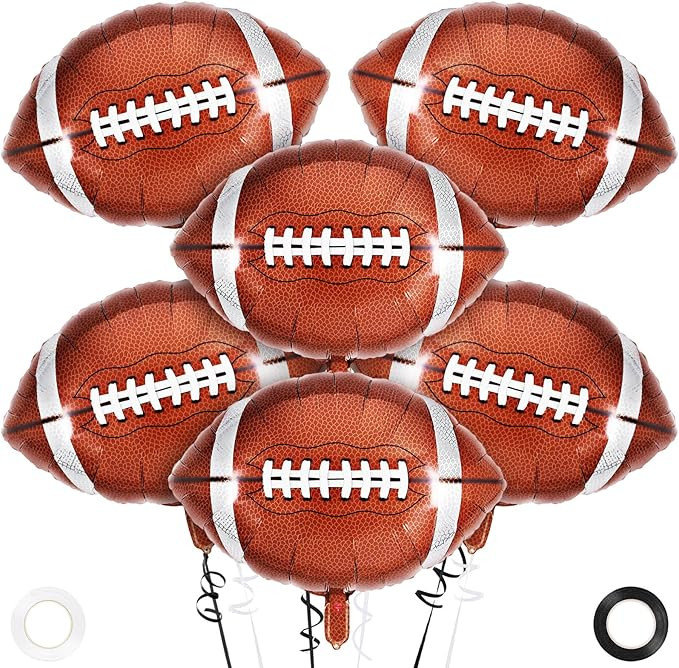 27 Inch Football Balloons,6 Pcs Football Foil Balloons,Super Bowl Balloons,Football Party Balloon... | Amazon (US)