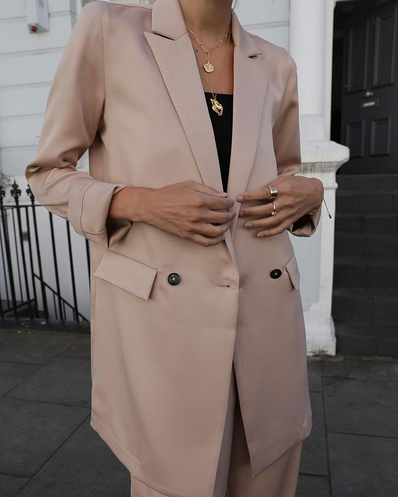 Marque Amazon - The Drop Par @leoniehanne, Blazer Long en Soie à Double Boutonnage pour Femme, B... | Amazon (FR)