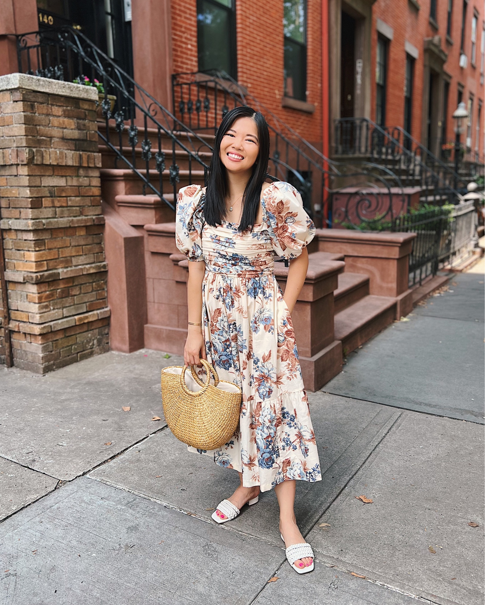 Floral dress with puff sleeves (XSP)
Beige floral dress
Beige dress with puff sleeves
Straw bag
Straw tote bag
Braided sandals (TTS, but a little tight in the straps)
Summer dress
Formal dress
Special occasion dress
Summer wedding guest dress
Baby shower dress
Bridal shower dress
Abercrombie dress
Amazon fashion
Summer outfit 

#LTKunder100 #LTKSeasonal #LTKstyletip