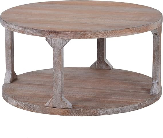 Knocbel Rustic Coffee Table for Living Room, Solid Wood Sofa Side Table with Dusty Wax Coating, 3... | Amazon (US)