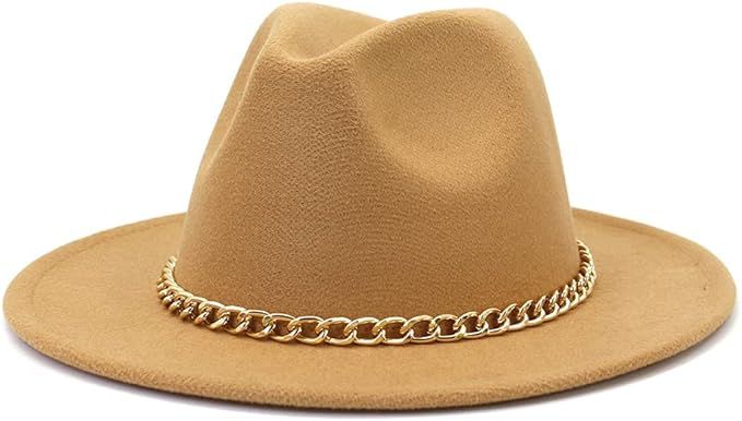 HUDANHUWEI Fedora Hats for Women Wide Brim Fashionable Women's Fedoras Dress Hat | Amazon (US)