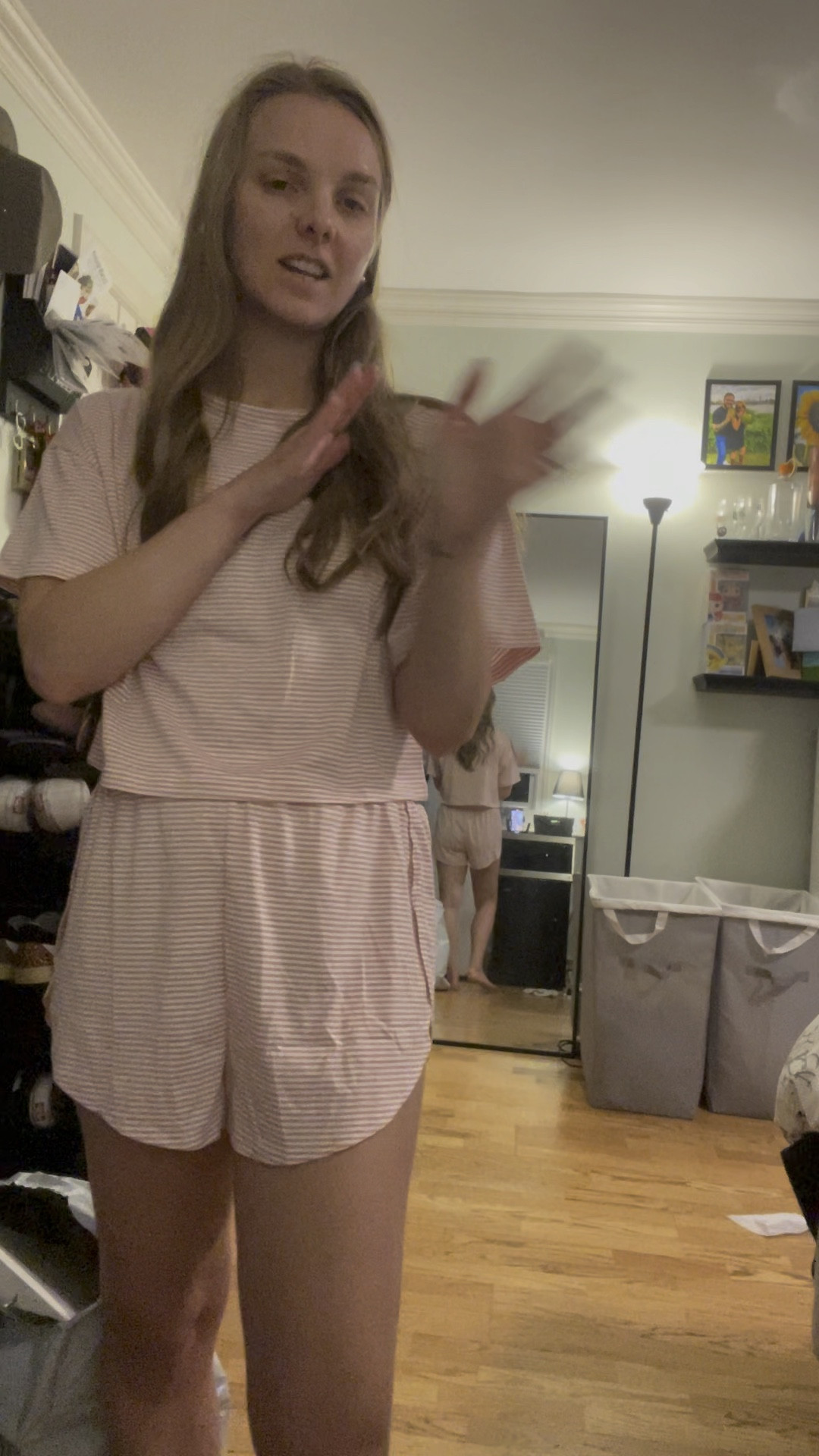 Striped SHEIN pink pajama set 