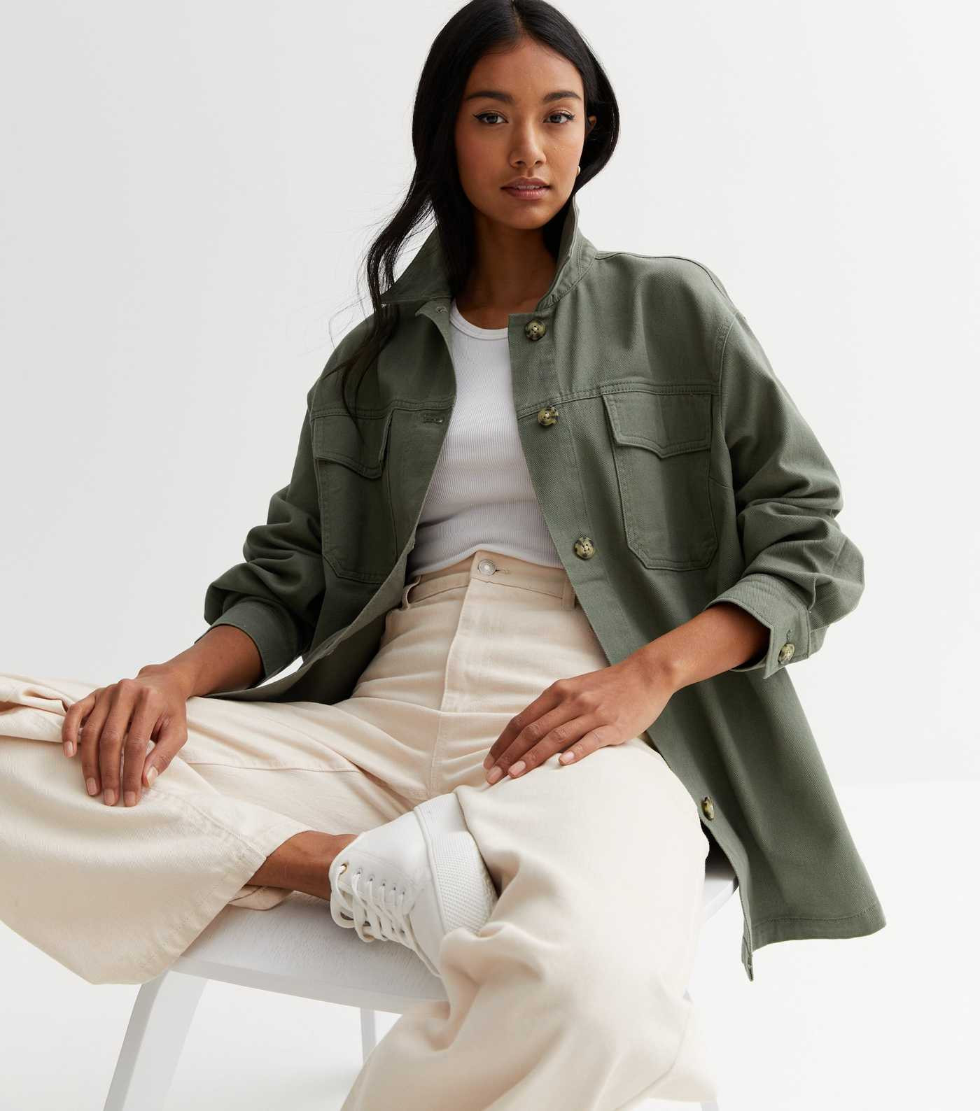 Khaki Cotton Double Pocket Shacket
						
						Add to Saved Items
						Remove from Saved Items | New Look (UK)