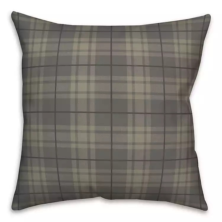 New! Dark Gray Plaid Indoor/Outdoor Pillow | Kirkland's Home