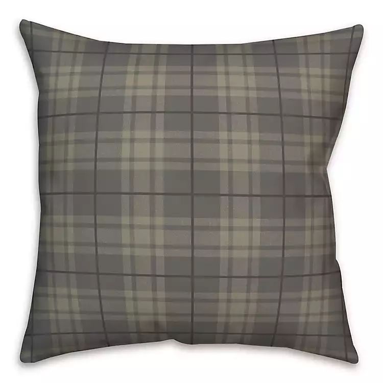 New! Dark Gray Plaid Indoor/Outdoor Pillow | Kirkland's Home