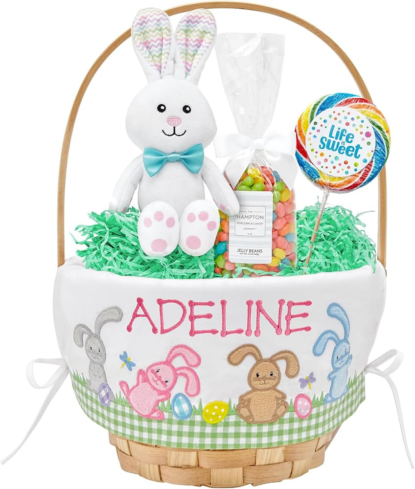 Let's Make Memories Personalized Easter Basket - Create Your Own - Wicker Basket - Embroidered Li... | Amazon (US)