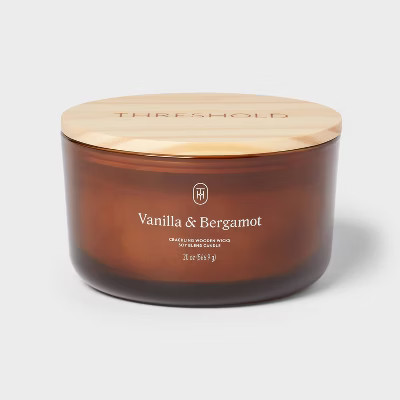 3-Wick Glass Wooden Wick Jar Candle - Threshold™ | Target