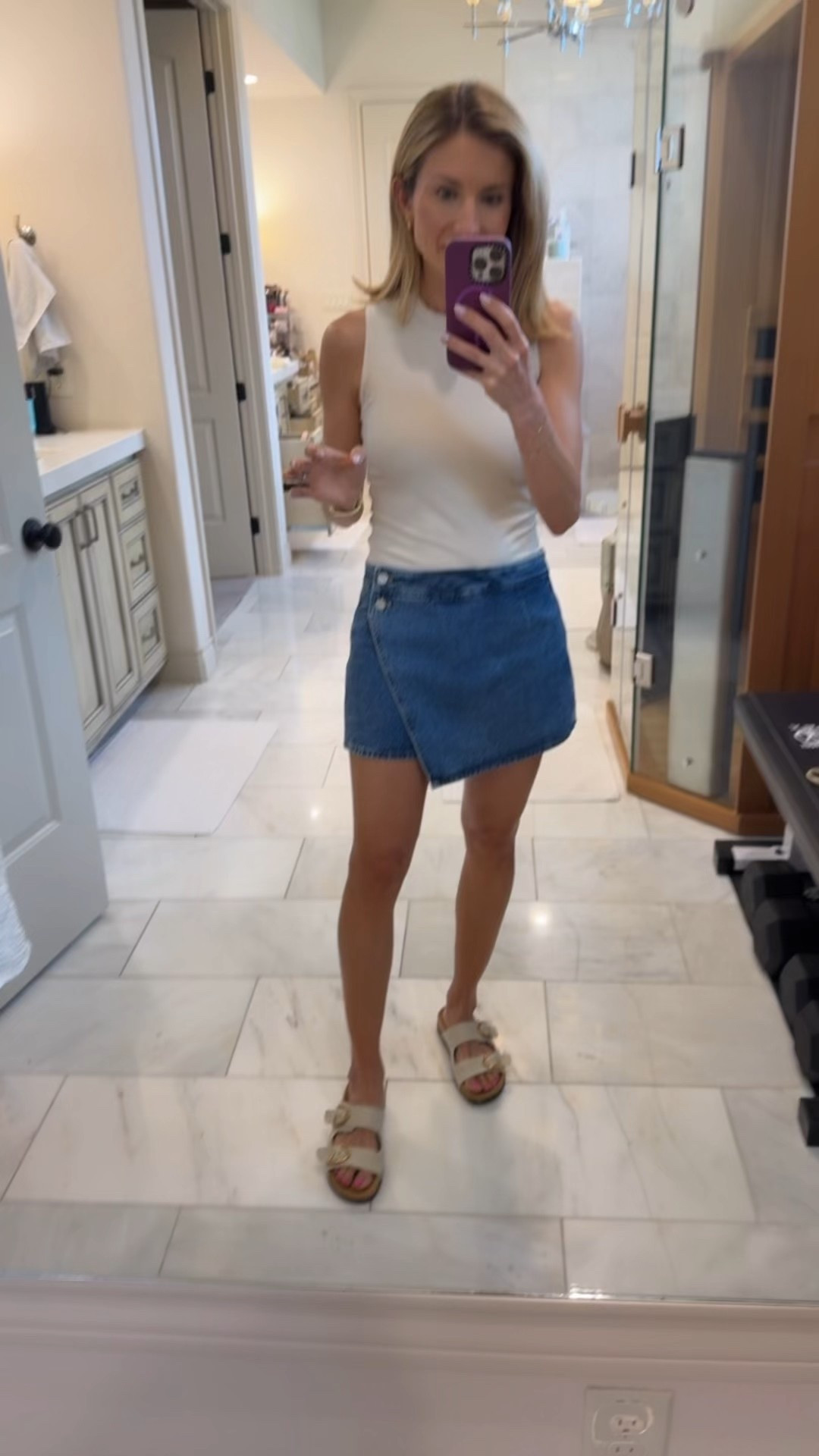 Causal outfit for running errands. 
Skort size 25 
Bodysuit size small 

#LTKSaleAlert #LTKOver40 #LTKPetite