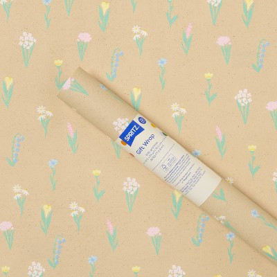 96"x30" Floral Baby Shower Gift Wrapping Paper Natural - Spritz™ | Target