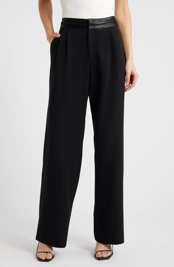 WAYF x CHÉRIE MADELEINE Reverie Satin Waist Band Wide Leg Pants | Nordstrom | Nordstrom