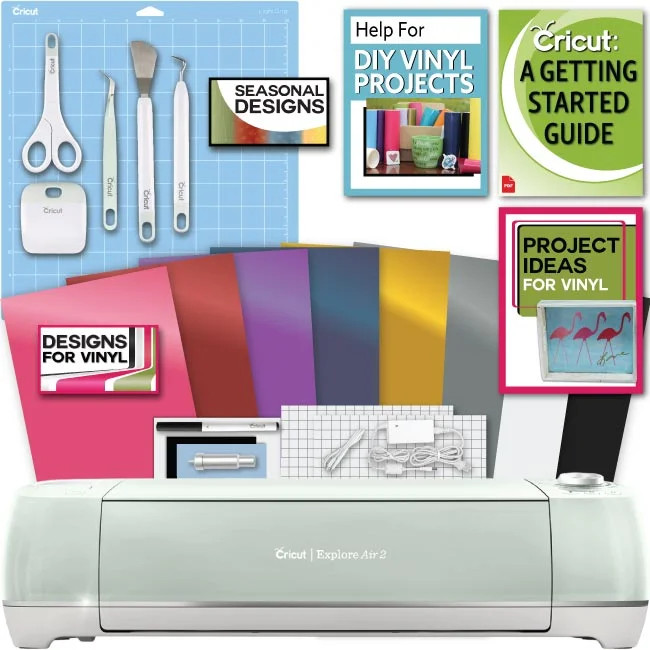 Cricut Explore Air 2 Machine Bundle - Beginner Guide, Tool Kit, Vinyl Pack, Designs & Project Ins... | Walmart (US)