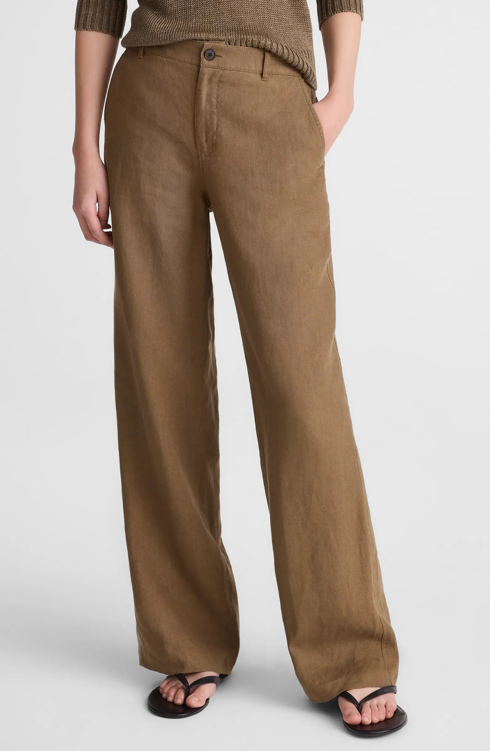 Zoe Relaxed Straight Leg Linen Pants | Nordstrom