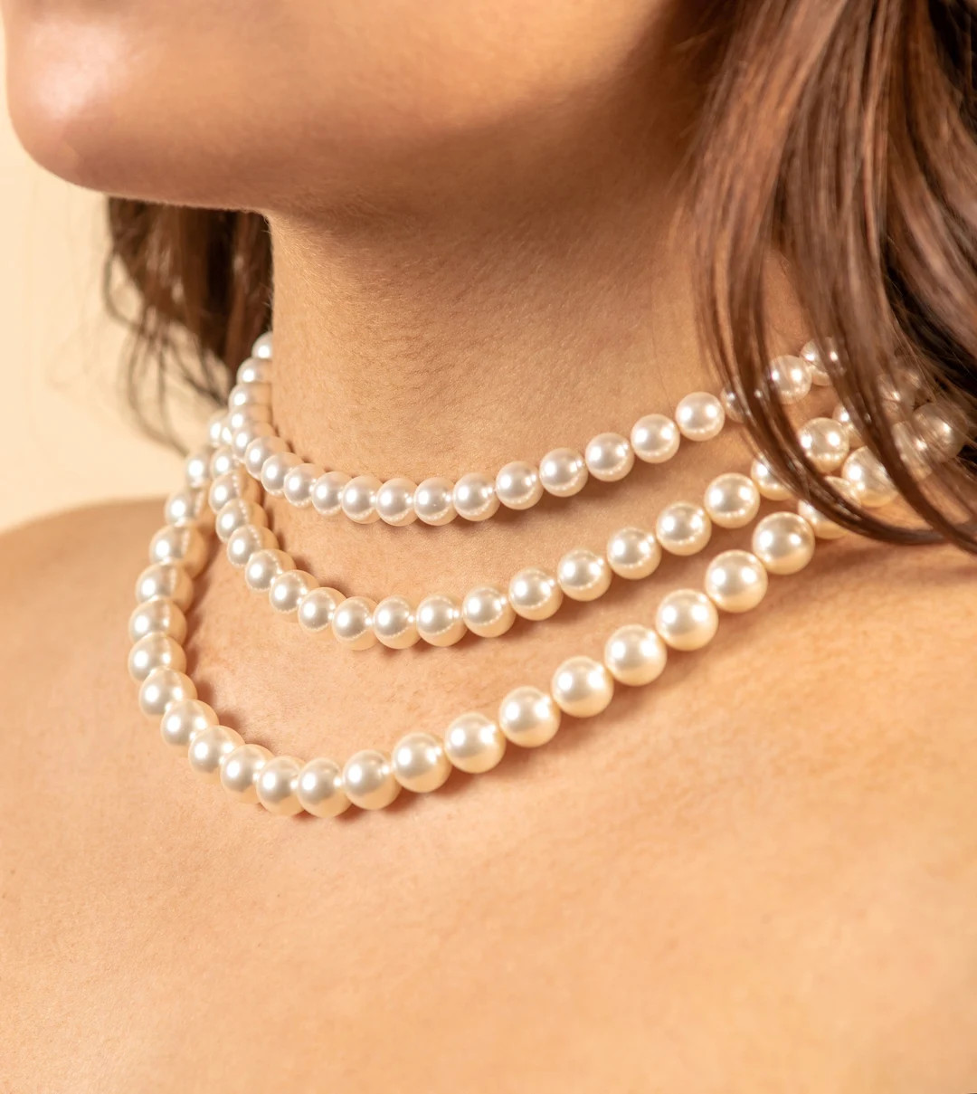 Solid 14k Gold Pearl Strand Necklace / 8mm 9mm 10mm / 14 16 18 20 24 inch / Vintage Style Bridal ... | Etsy (US)