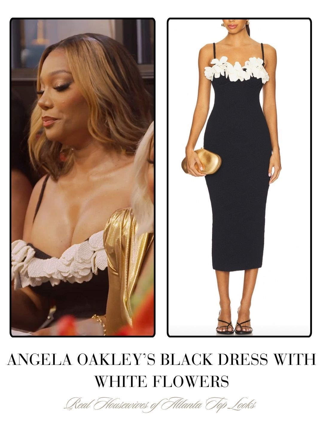 Angela Oakley’s Black Dress with White Flowers 