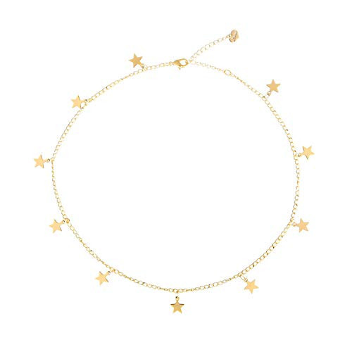 S.J JEWELRY Women Simple Delicate Full Moon 14K Gold Plated/Rose Gold/Silver Plated Layered Pendant Handmade Star Chokers Necklaces CK-Star | Amazon (US)