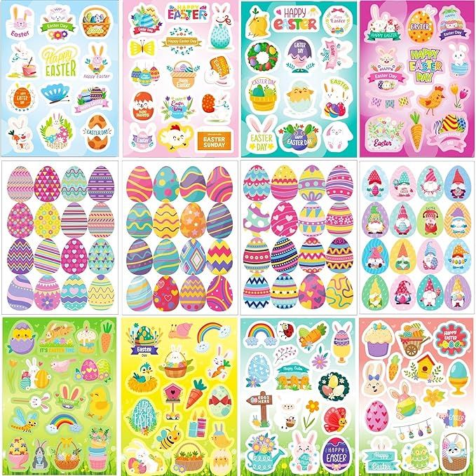 326+pcs Easter Stickers, Easter Egg Stickers for Kids Teens Adults, Cute Aesthetic Bunny Easter S... | Amazon (US)