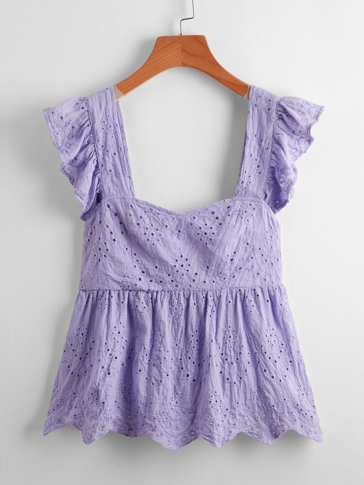 SHEIN Ruffle Trim Schiffy Top | SHEIN