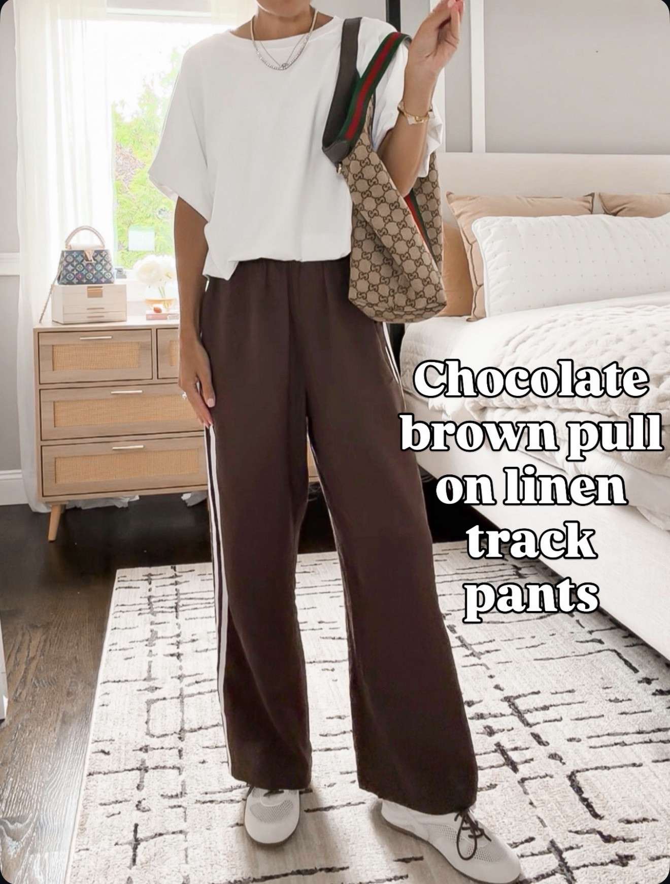 Chocolate brown + a sporty side stripe = my kind of everyday pants 🤎 These pull-on linen track pants make a simple white tee feel like an outfit. Just add sneakers!

#LTKOver40 #LTKSeasonal #LTKmomlife