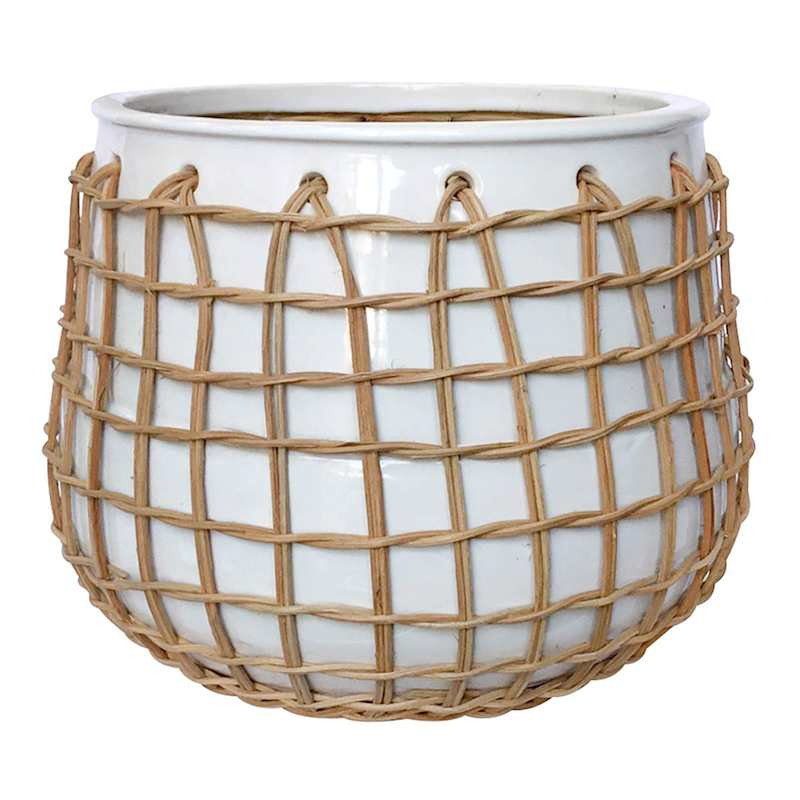 Indoor Auburn White Planter, Large | At Home