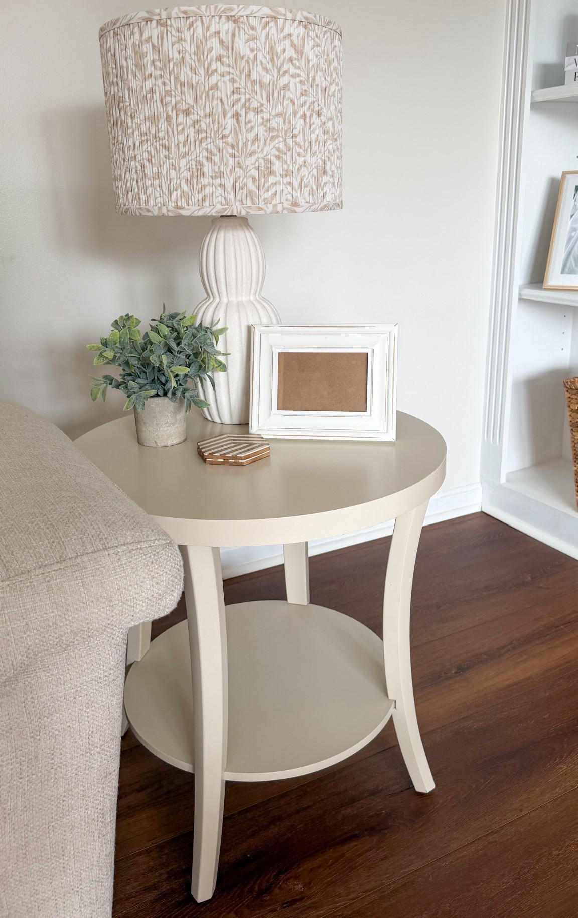living room end tables on super sale right now! lamp, frame, and coasters are from home goods but linking similar ones! 

#LTKHome #LTKSaleAlert