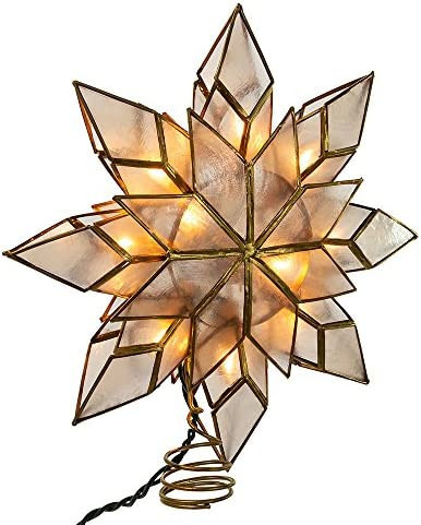 Kurt Adler 8.5-Inch Capiz Star Tree Topper with 10 Clear Lights and 1 Spare Bulb | Amazon (US)