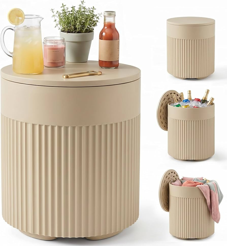 PASAMIC Outdoor Cooler Side Table, 3-in-1 Patio Ice Cooler Table with Storage, HDPE Outdoor Table... | Amazon (US)