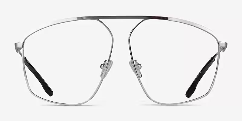 Station Aviator Silver Full Rim Eyeglasses | Eyebuydirect | EyeBuyDirect.com