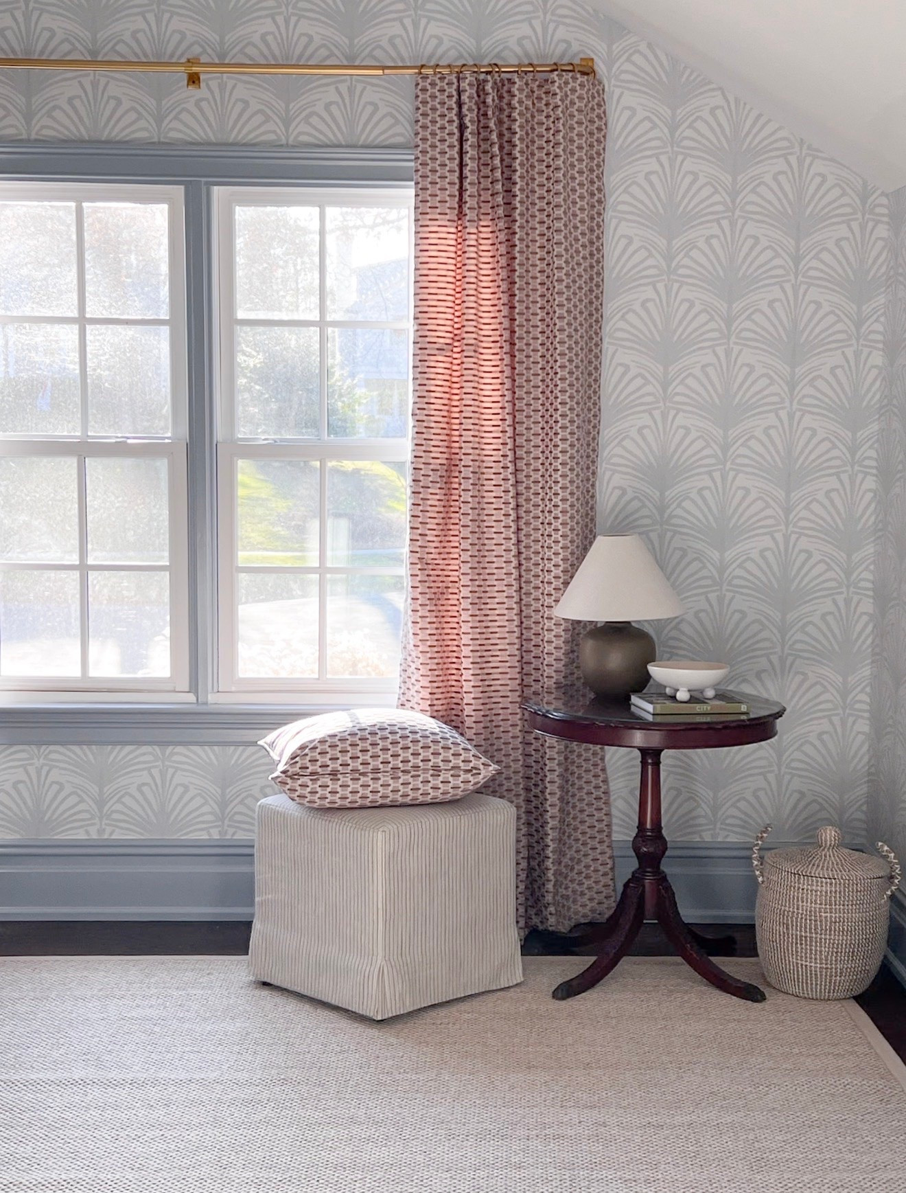 Pattern mixing feels a lot less intimidating when the prints have something tying them together. I love how the soft blue wallpaper, smaller-scale curtain pattern and striped ottoman all bring something different while still feeling cohesive.

pattern mixing, wallpaper inspiration, patterned curtains, blue wallpaper, interior styling, home decor, layered patterns, window treatments, decorating ideas, Girl on the Hudson

#LTKHome